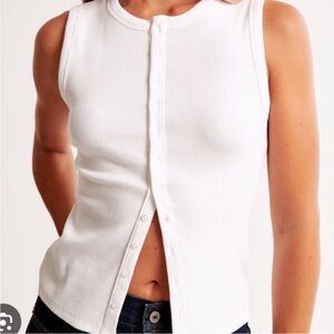 Abercrombie & Fitch White Ribbed Tank Top